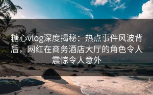 糖心vlog深度揭秘：热点事件风波背后，网红在商务酒店大厅的角色令人震惊令人意外