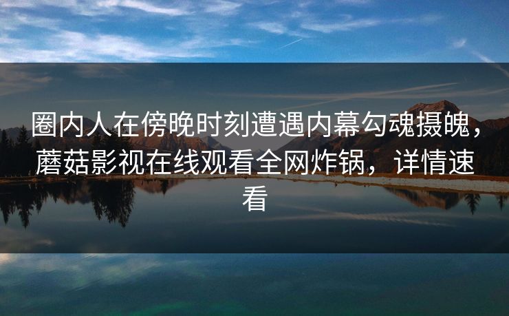 圈内人在傍晚时刻遭遇内幕勾魂摄魄，蘑菇影视在线观看全网炸锅，详情速看