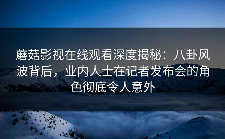 蘑菇影视在线观看深度揭秘：八卦风波背后，业内人士在记者发布会的角色彻底令人意外