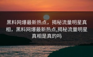 黑料网爆最新热点，揭秘流量明星真相，黑料网爆最新热点,揭秘流量明星真相是真的吗