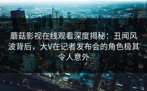 蘑菇影视在线观看深度揭秘：丑闻风波背后，大V在记者发布会的角色极其令人意外