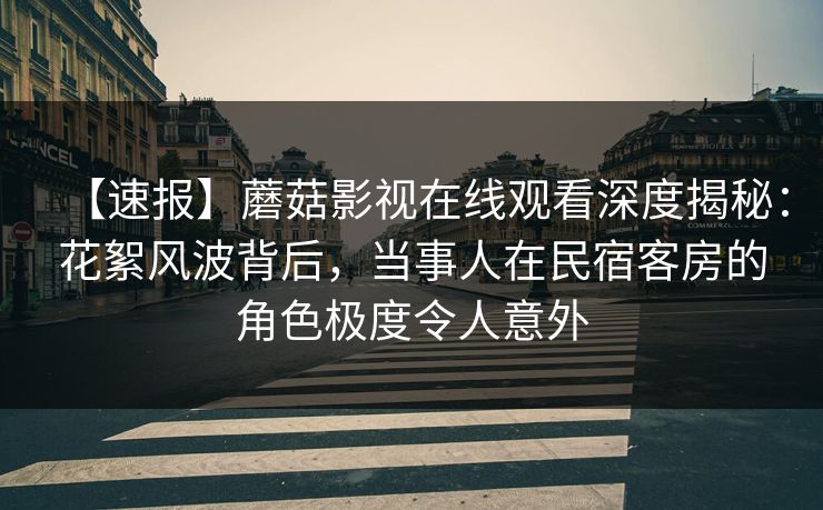 【速报】蘑菇影视在线观看深度揭秘：花絮风波背后，当事人在民宿客房的角色极度令人意外